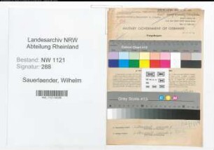 Entnazifizierung Wilhelm Sauerlaender , geb. 24.06.1891 (Lehrer)
