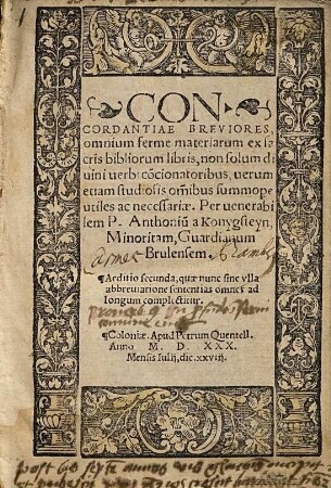 Antonii a Königstein Concordantiae breviores, omnium ferme materiarum ex sacris bibliorum libris