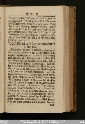 Vom Habit und Ornamentis derer Cardinäle.