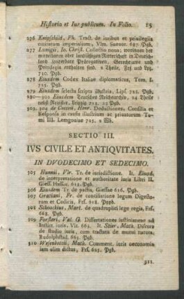 Sectio III. Ius Civile Et Antiquitates.