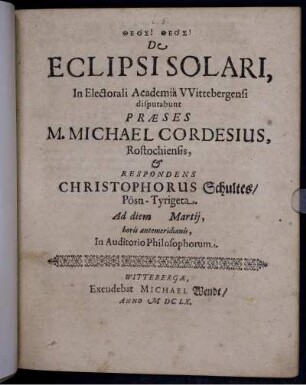 De Eclipsi Solari