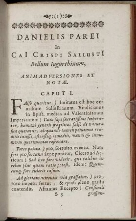 Danielis Parei In Caii Crispi Sallustii Bellum Iugurthinum, Animadversiones Et Notæ.
