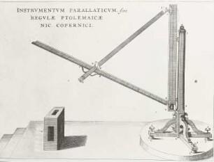 Triquetrum (parallaktisches Lineal) Instrument zur Höhenbestimmung eines Gestirns nach Ptolomäus und Kopernikus, aus "Le grand Atlas"