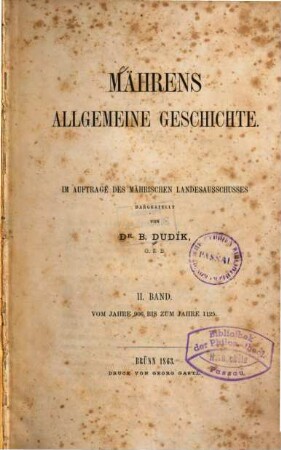 Mährens allgemeine Geschichte, 2. Vom Jahre 906 bis zum Jahre 1125