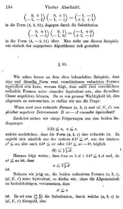§. 65. Ausnahmefälle, in welchen zwei nicht identische reducirte Formen äquivalent sind.