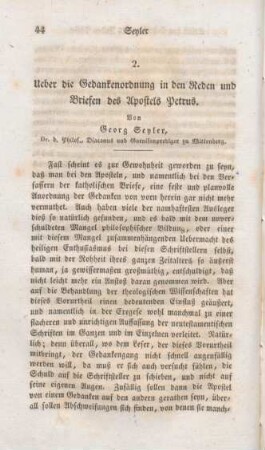 44-70 Ueber die Gedankenordnung in den Reden und Briefen des Apostels Petrus