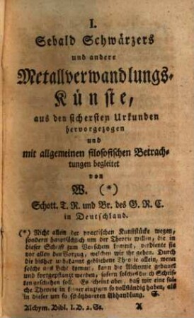 Neue alchymistische Bibliothek für den Naturkundiger unsers Jahrhunderts. 1. 1772, 2. Sammlung