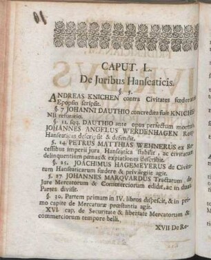 Caput. L. De Juribus Hanseaticis.