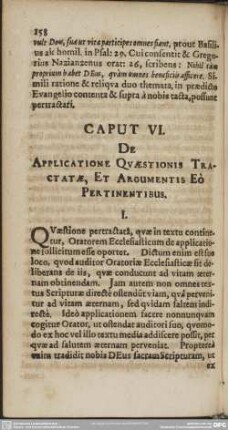 Caput VI. De Applicatione Quaestionis Tractatae, Et Argumentis Eo Pertinentibus