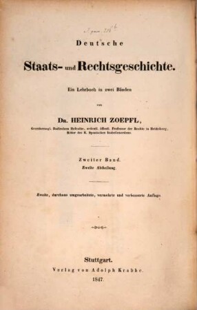 Deutsche Staats- und Rechtsgeschichte : ein Lehrbuch in zwei Bänden, II,2