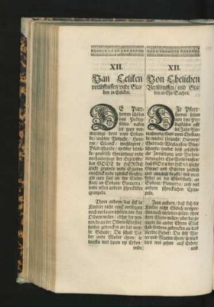 XII. Von Ehelichen Verlöbnissen/ und Graden in Ehe-Sachen.
