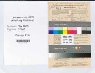Entnazifizierung Fritz Carnap, geb. 20.02.1885 (Arzt)