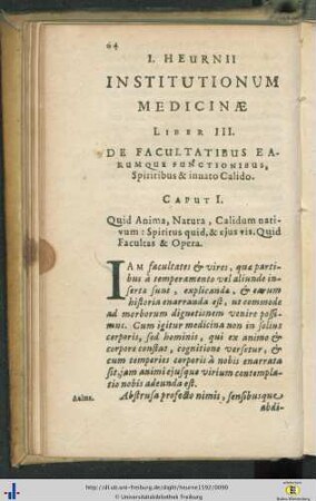 Liber III. De facultatibus earumque functionibus, spiritibus & innato calido.