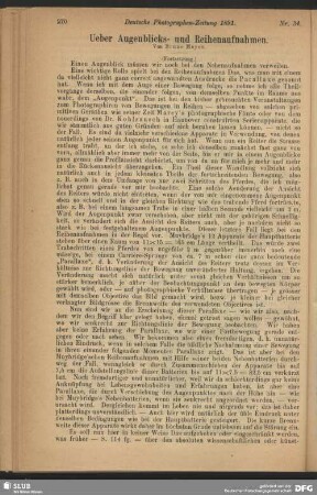Ueber Augenblicks- und Reihenaufnahen