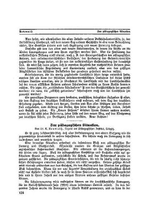 Zur pädagogischen Situation
