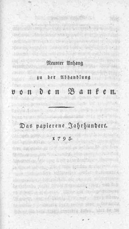Neunter Anhang zu der Abhandlung von den Banken.