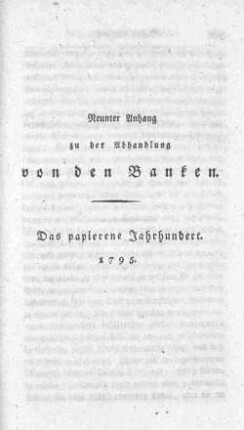 Neunter Anhang zu der Abhandlung von den Banken.