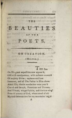 The beauties of the Poets : being a collection of moral and sacred poetry, from the most eminent authors
