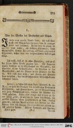 1. Von den Werken des Verstandes und Witzes