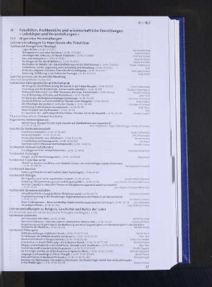 III Fakultäten, Fachbereiche und wissenschaftliche Einrichtungen - Lehrkörper und Veranstaltungen -