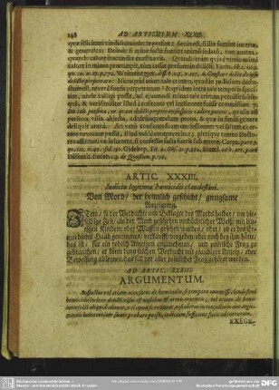 Artic. XXXIII. Indicio legitima homicidii clandestini. Von Mord, der heimlich geschicht, gnugsame Anzeigung