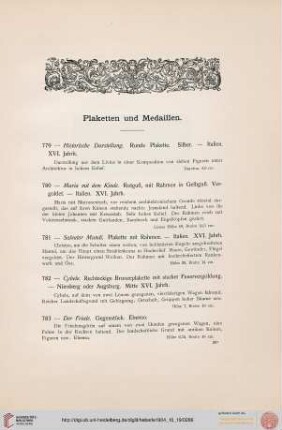 Plaketten und Medaillen (Nr. 779-803)