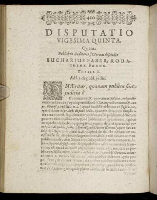 Disputatio Vigesima Quinta