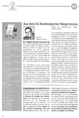 Aus dem ZA Hamburgischer Bürgervereine