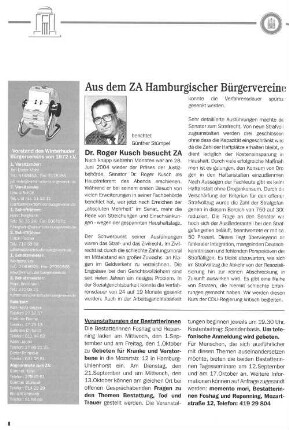 Aus dem ZA Hamburgischer Bürgervereine