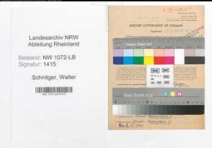 Entnazifizierung Walter Schnitger , geb. 01.01.1902 (Beamter)