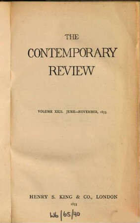 Contemporary review. 22. 1873