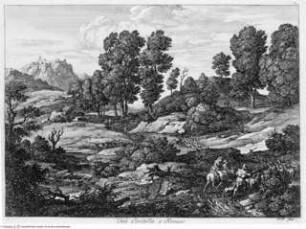 J.A. Koch, Malerische Ansichten aus Rom und seiner Umgebung, o.O.u.J (Titel fingiert), 20 Bl., "Tra Civitella e Olevano" (Taf. 11)