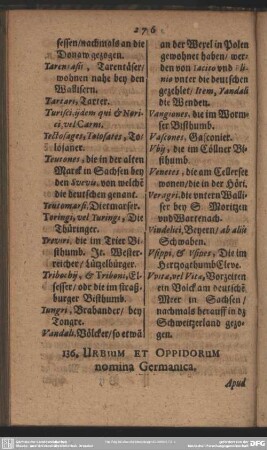 136. Urbium Et Oppidorum nomina Germanica