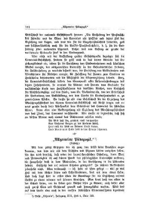 "Allgemeine Pädagogik" : (Schluß)