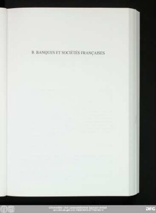 B. Banques Et Sociétés Françaises