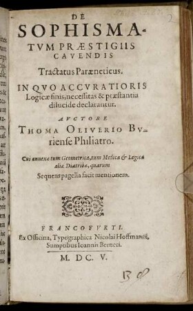 De Sophismatum Praestigiis Cavendis Tractatus Paraeneticus : In Quo Accuratioris Logicae finis, necessitas & praestantia dilucide declarantur