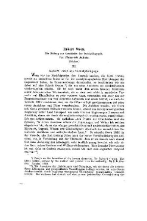 Robert Owen : ein Beitrag zu Geschichte der Sozialpädagogik ; (Schluss)