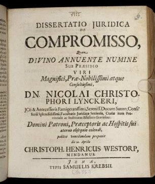 Dissertatio Iuridica De Compromisso