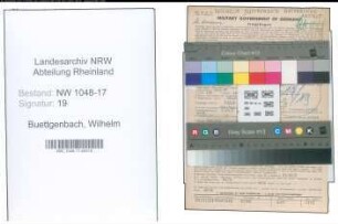 Entnazifizierung Wilhelm Buettgenbach , geb. 10.11.1889 (Galvaniseur)