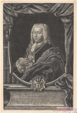 Christian Gottlieb Schwarz, Kaiserlicher Pfalzgraf, Professor für Geschichte; geb. 4. September 1675; gest. 24. Februar 1751