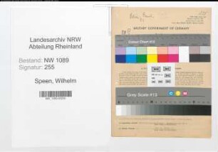 Entnazifizierung Wilhelm Speen , geb. 20.12.1897 (Polizeibeamter)