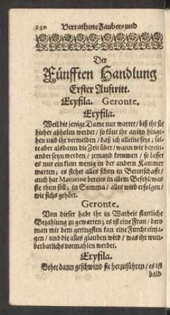 Der Fünfften Handlung Erster Auftritt. [bis] Letzter Auftritt.
