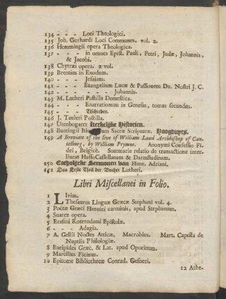 Libri Miscellanei in Folio
