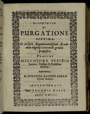 Disputatio De Purgatione Septima: