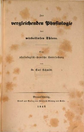 Zur vergleichenden Physiologie der wirbellosen Thiere : Eine physiologisch-chemische Untersuchung