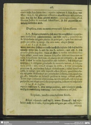 Duplica, cum annexa eventuali submissione