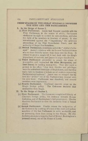 CHIEF STAGES IN THE GREAT STRUGGLE BETWEEN THE KING AND THE PARLIAMENT