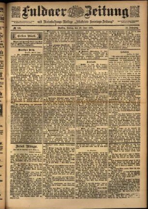 Erste Ausgabe vom Freitag, den 28. Juni 1901.