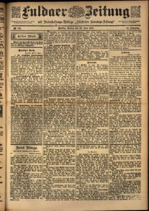 Erste Ausgabe vom Freitag, den 28. Juni 1901.