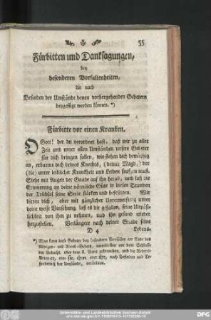 Fürbitte vor einen Kranken.